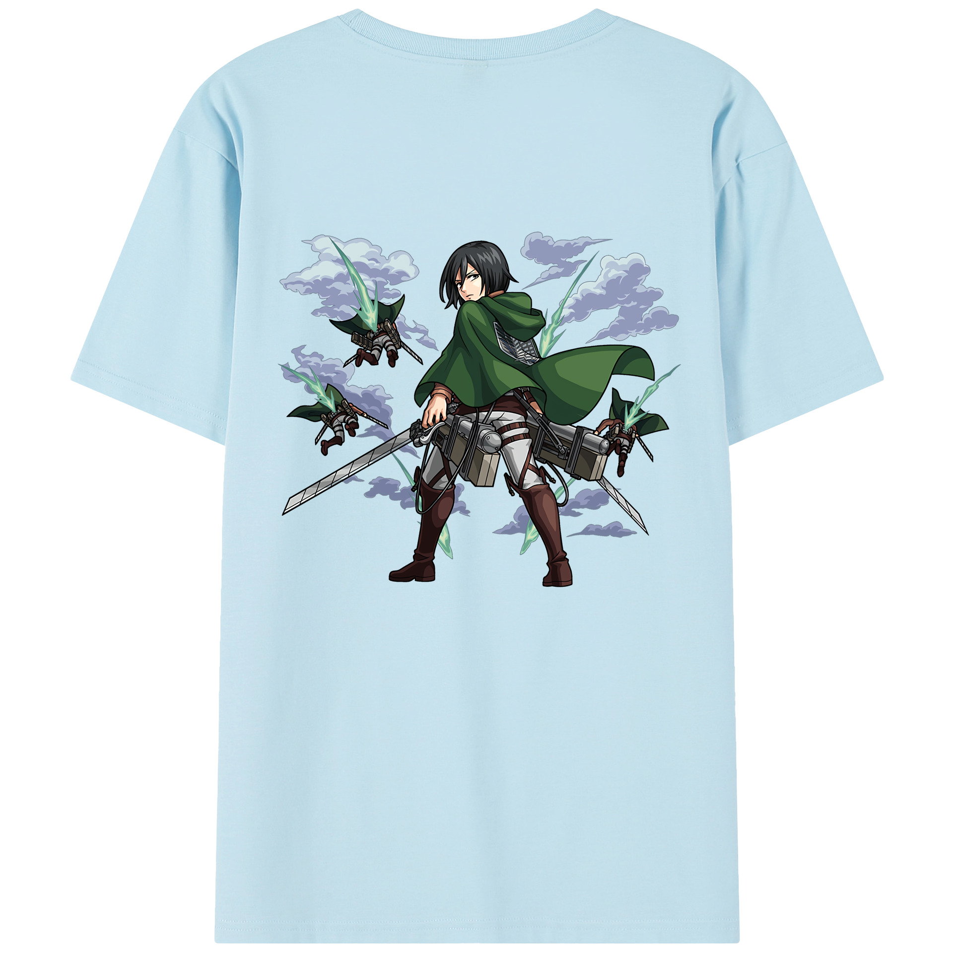 （画像用） 進撃の巨人 ミカサ·アッカーマン Attack on Titan Mikasa Ackerman 綿100％半袖Tシャツ（背面プリント）